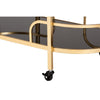 Baxton Studio Leighton Contemporary Glam and Luxe Gold Metal and Tempered Glass 2-Tier Wine Cart WHI-JY21A019-Gold-Cart