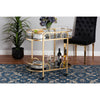 Baxton Studio Leighton Contemporary Glam and Luxe Gold Metal and Tempered Glass 2-Tier Wine Cart WHI-JY21A019-Gold-Cart