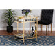 Baxton Studio Leighton Contemporary Glam and Luxe Gold Metal and Tempered Glass 2-Tier Wine Cart WHI-JY21A019-Gold-Cart