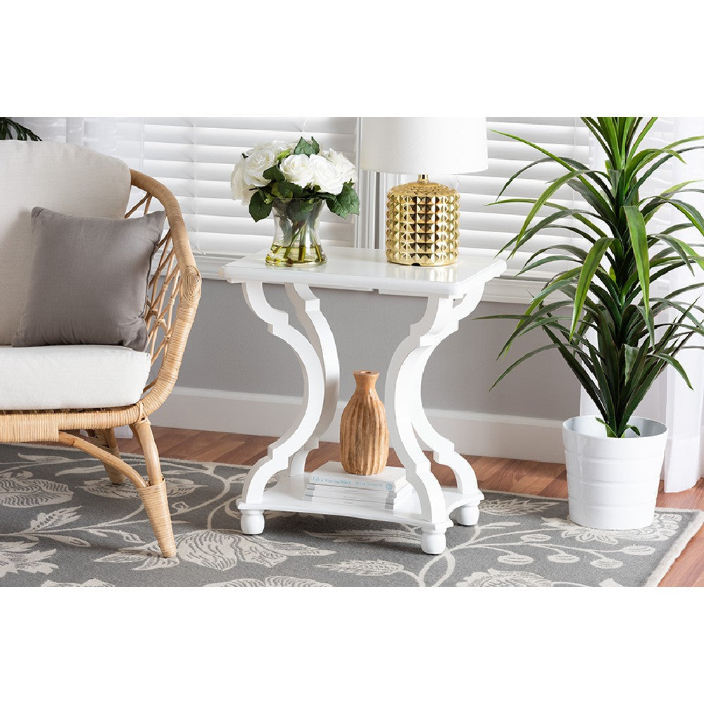 Baxton Studio Cianna Classic and Traditional White Wood End Table WHI-JY21A025-White-Wooden-ET