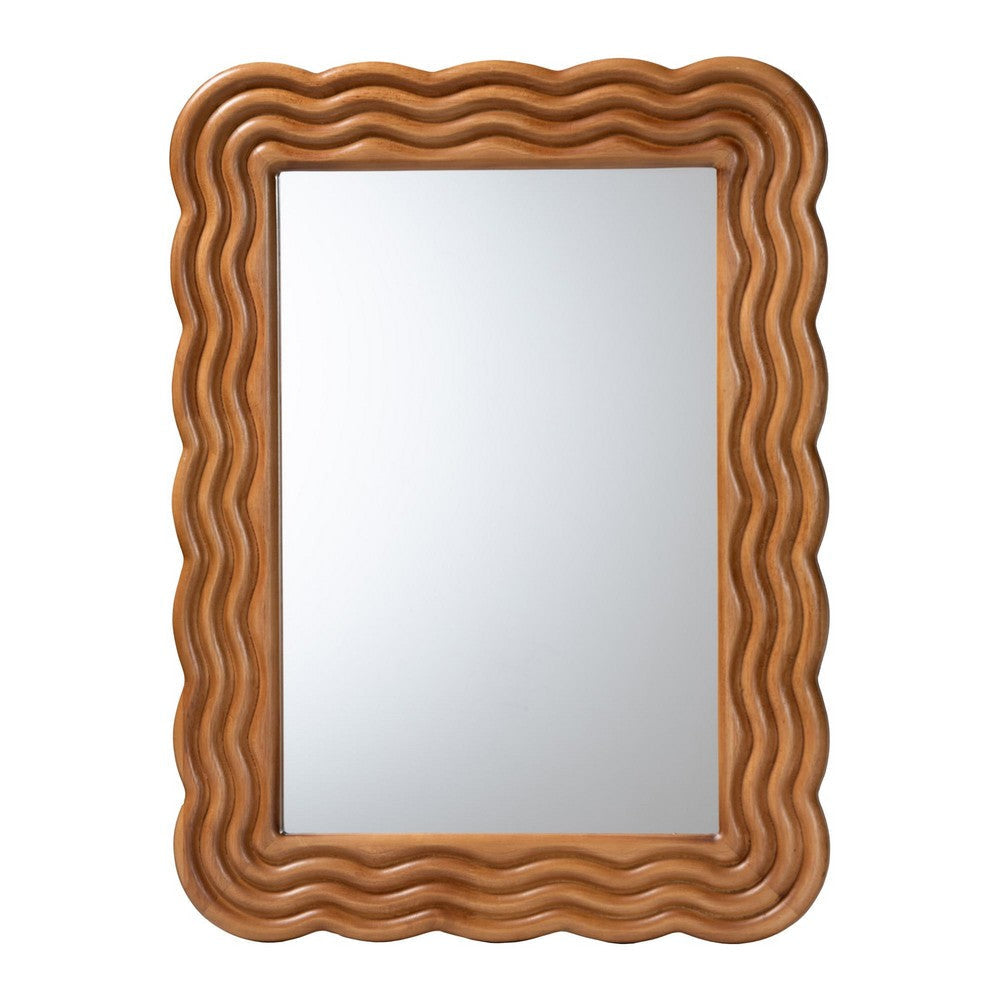 Baxton Studio Acantha Modern Walnut Brown Scallop-framed Accent Mirror WHI-JY23A380-Mirror