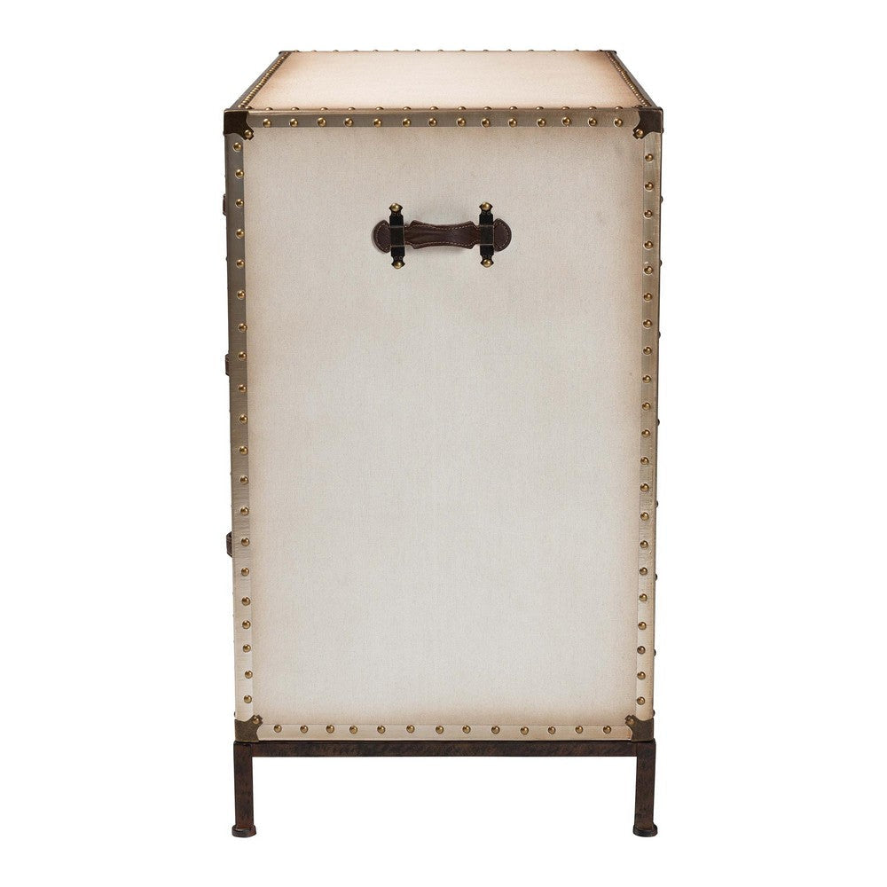 Baxton Studio Benton Vintage White Canvas 4-Drawer Storage Cabinet WHI-JY23B238-White-Cabinet