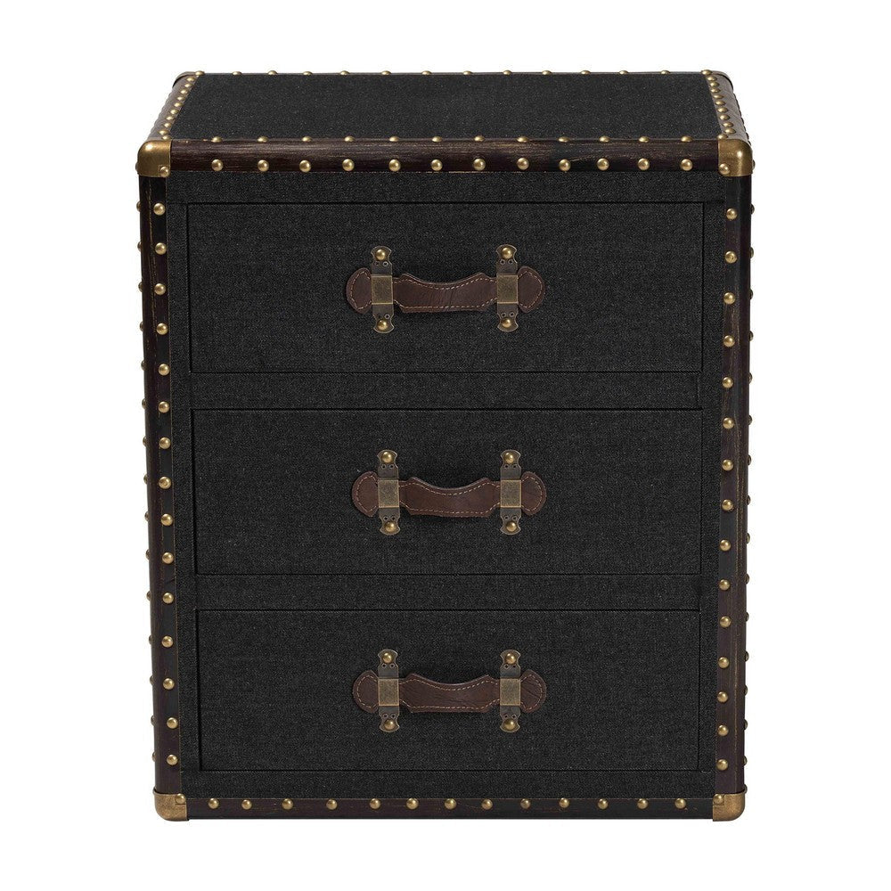 Baxton Studio Mallison Vintage Black Canvas 3-Drawer End Table WHI-JY23B241-Black-ET