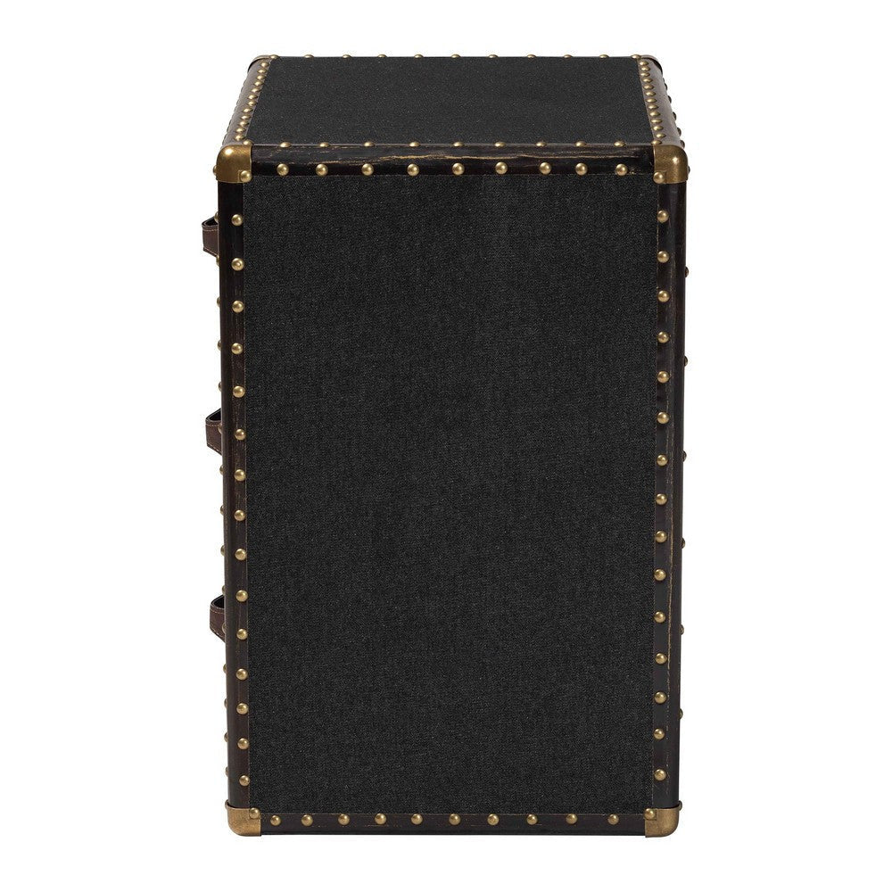 Baxton Studio Mallison Vintage Black Canvas 3-Drawer End Table WHI-JY23B241-Black-ET