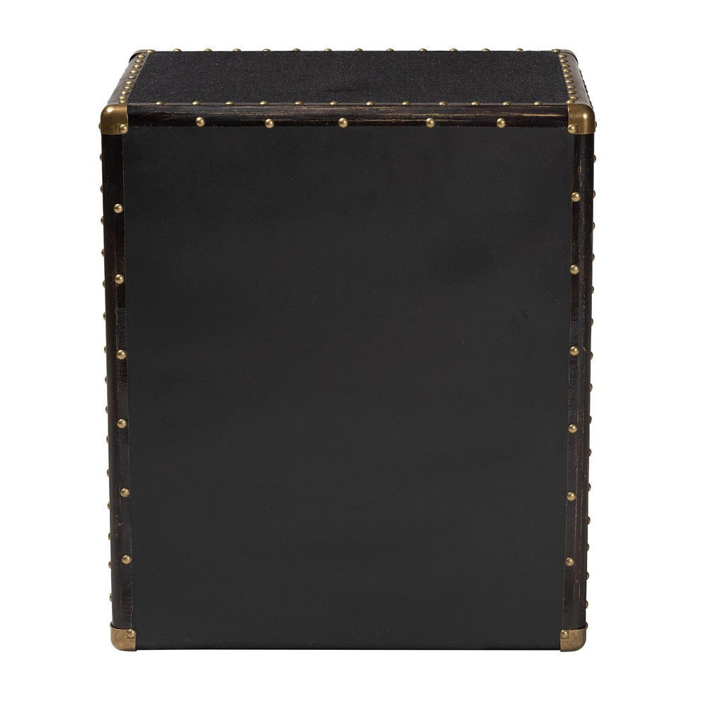 Baxton Studio Mallison Vintage Black Canvas 3-Drawer End Table WHI-JY23B241-Black-ET