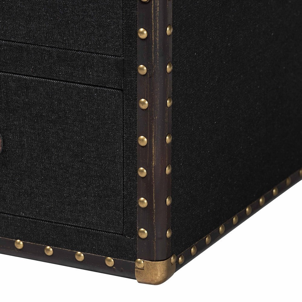 Baxton Studio Mallison Vintage Black Canvas 3-Drawer End Table WHI-JY23B241-Black-ET