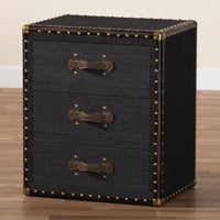 Baxton Studio Mallison Vintage Black Canvas 3-Drawer End Table