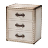 Baxton Studio Mallison Vintage White Canvas 3-Drawer End Table WHI-JY23B241-White-ET