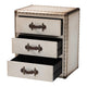 Baxton Studio Mallison Vintage White Canvas 3-Drawer End Table WHI-JY23B241-White-ET