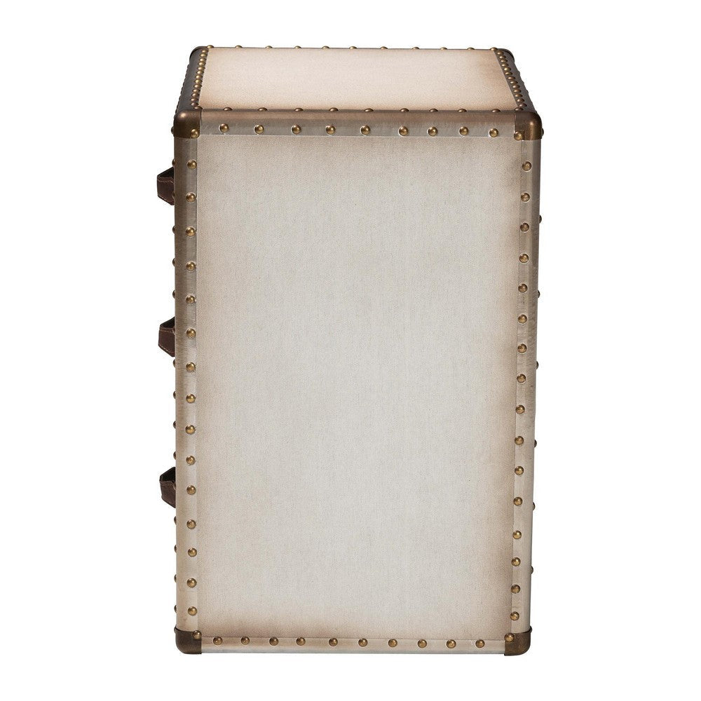 Baxton Studio Mallison Vintage White Canvas 3-Drawer End Table WHI-JY23B241-White-ET