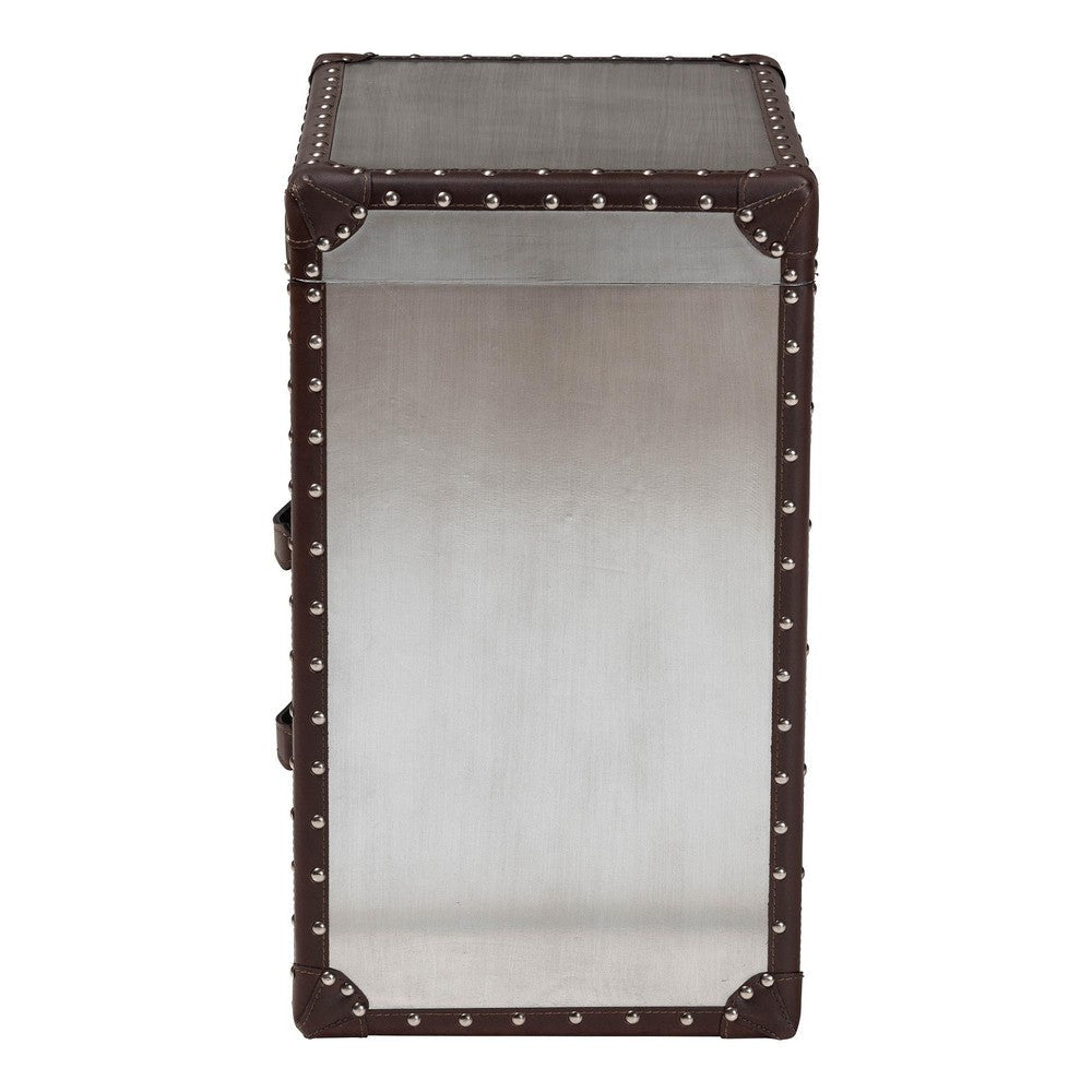 Baxton Studio Calidore Vintage Silver Metal 2-Drawer End Table WHI-JY24A012-Wooden-ET