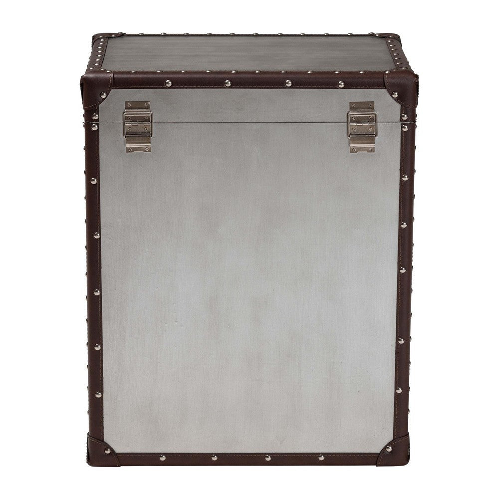 Baxton Studio Calidore Vintage Silver Metal 2-Drawer End Table WHI-JY24A012-Wooden-ET