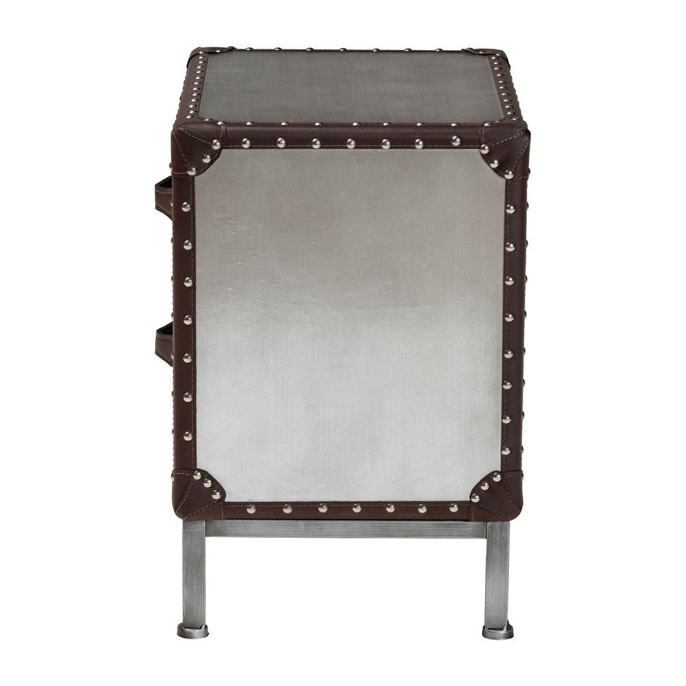 Baxton Studio Jacey Vintage Silver Metal 2-Drawer End Table WHI-JY24A032-Wooden-Cabinet