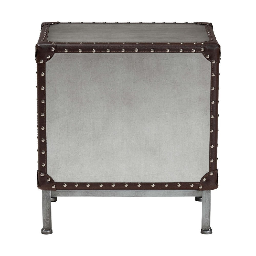 Baxton Studio Jacey Vintage Silver Metal 2-Drawer End Table WHI-JY24A032-Wooden-Cabinet