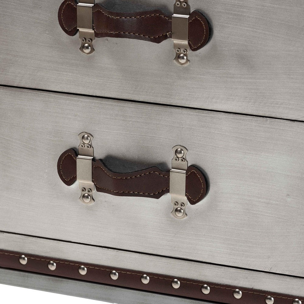 Baxton Studio Jacey Vintage Silver Metal 2-Drawer End Table WHI-JY24A032-Wooden-Cabinet