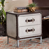 Baxton Studio Jacey Vintage Silver Metal 2-Drawer End Table WHI-JY24A032-Wooden-Cabinet