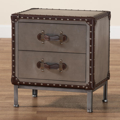 Baxton Studio Jacey Vintage Silver Metal 2-Drawer End Table