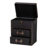 Baxton Studio Agatha Vintage Black Canvas 2-Drawer Storage Trunk WHI-JY24A034-Black-Wooden-Cabinet