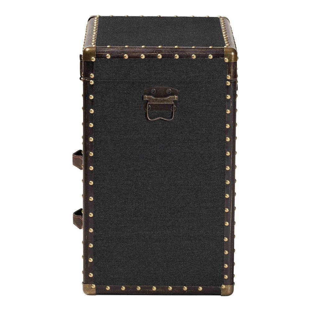 Baxton Studio Agatha Vintage Black Canvas 2-Drawer Storage Trunk WHI-JY24A034-Black-Wooden-Cabinet