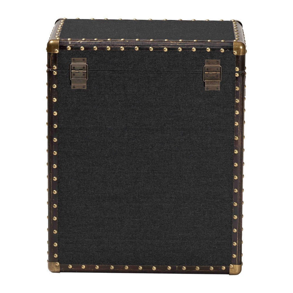 Baxton Studio Agatha Vintage Black Canvas 2-Drawer Storage Trunk WHI-JY24A034-Black-Wooden-Cabinet