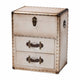 Baxton Studio Agatha Vintage Coffee Canvas 2-Drawer Storage Trunk WHI-JY24A034-White-Wooden-Cabinet