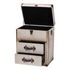Baxton Studio Agatha Vintage Coffee Canvas 2-Drawer Storage Trunk WHI-JY24A034-White-Wooden-Cabinet