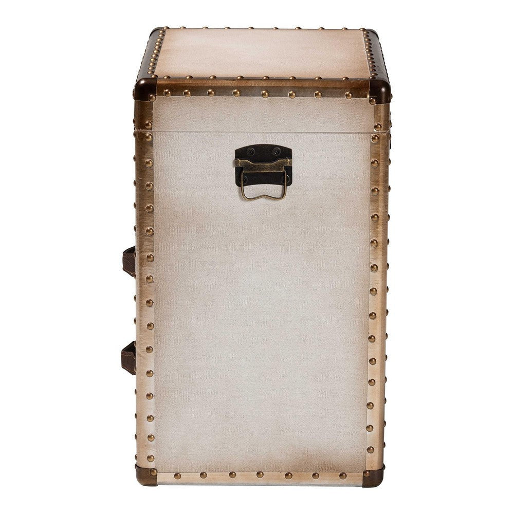 Baxton Studio Agatha Vintage Coffee Canvas 2-Drawer Storage Trunk WHI-JY24A034-White-Wooden-Cabinet