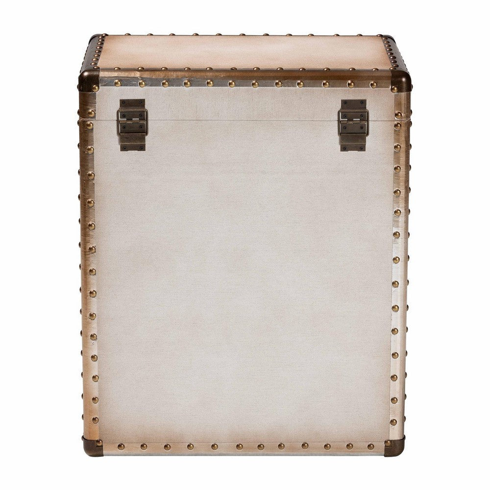Baxton Studio Agatha Vintage Coffee Canvas 2-Drawer Storage Trunk WHI-JY24A034-White-Wooden-Cabinet
