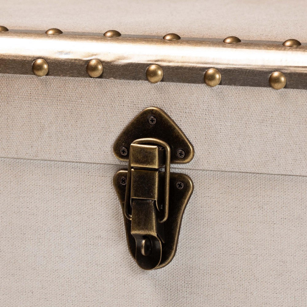 Baxton Studio Agatha Vintage Coffee Canvas 2-Drawer Storage Trunk WHI-JY24A034-White-Wooden-Cabinet