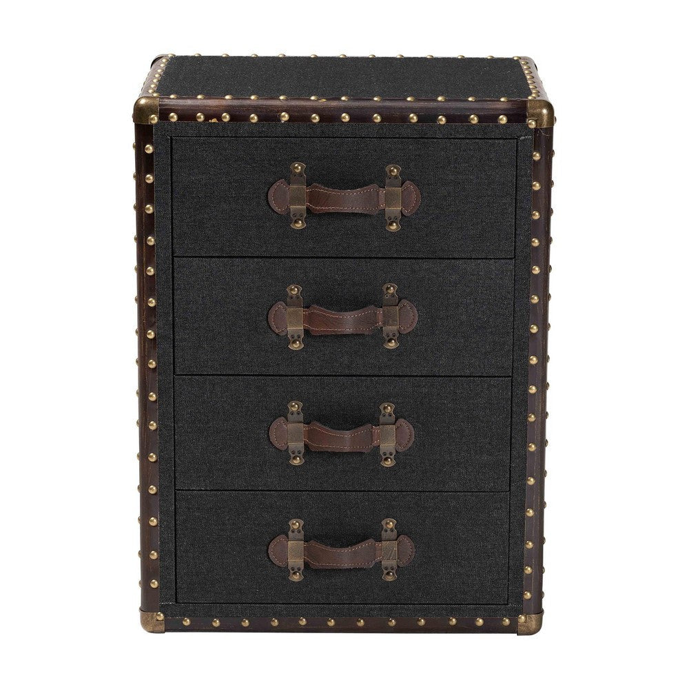 Baxton Studio Jaelyn Vintage Black Canvas 4-Drawer End Table WHI-JY24A037-Black-Wooden-ET