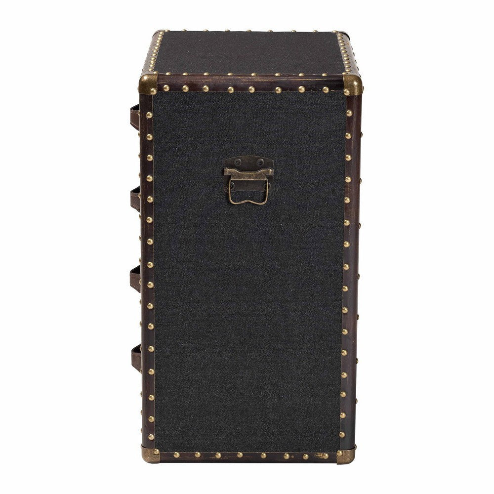 Baxton Studio Jaelyn Vintage Black Canvas 4-Drawer End Table WHI-JY24A037-Black-Wooden-ET