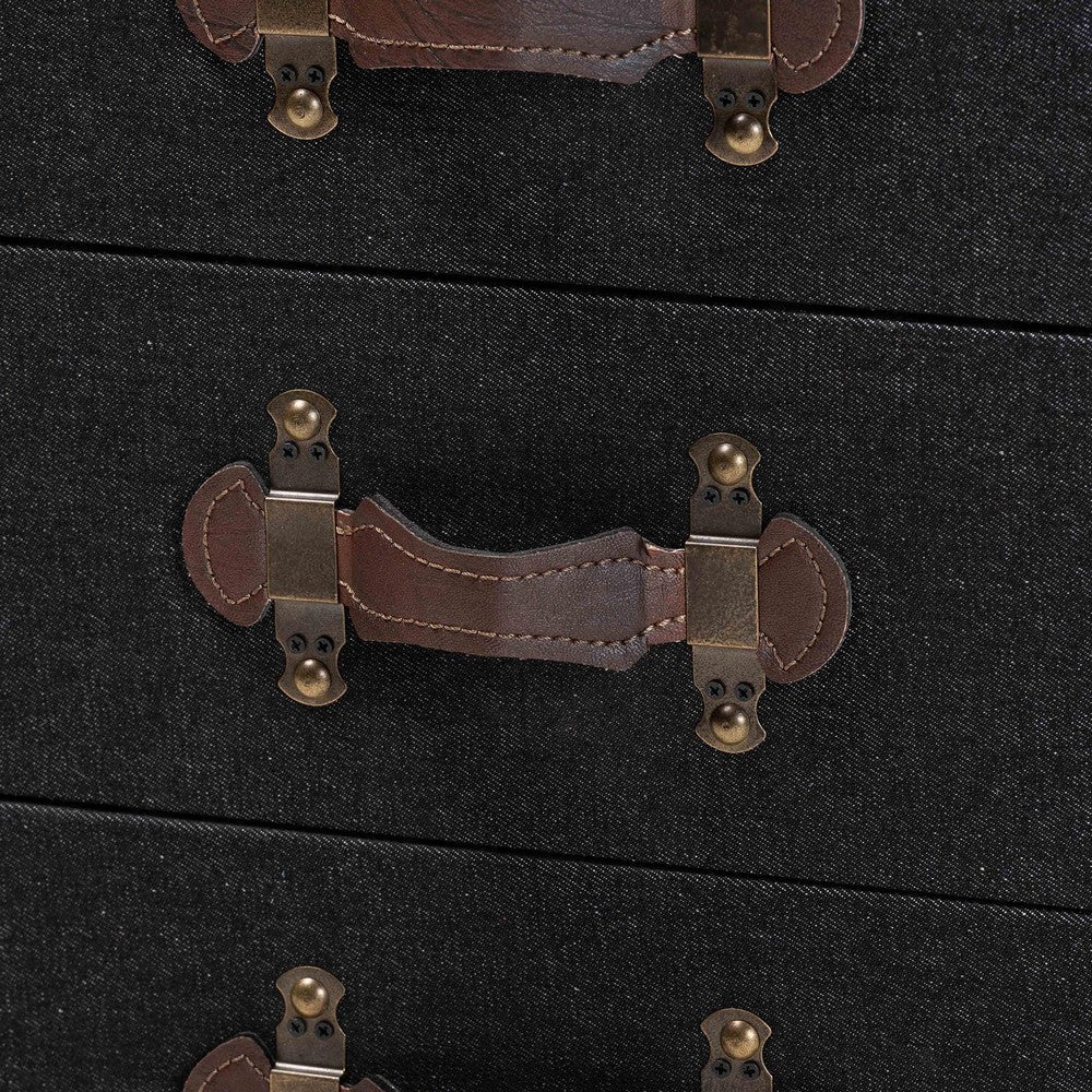 Baxton Studio Jaelyn Vintage Black Canvas 4-Drawer End Table WHI-JY24A037-Black-Wooden-ET