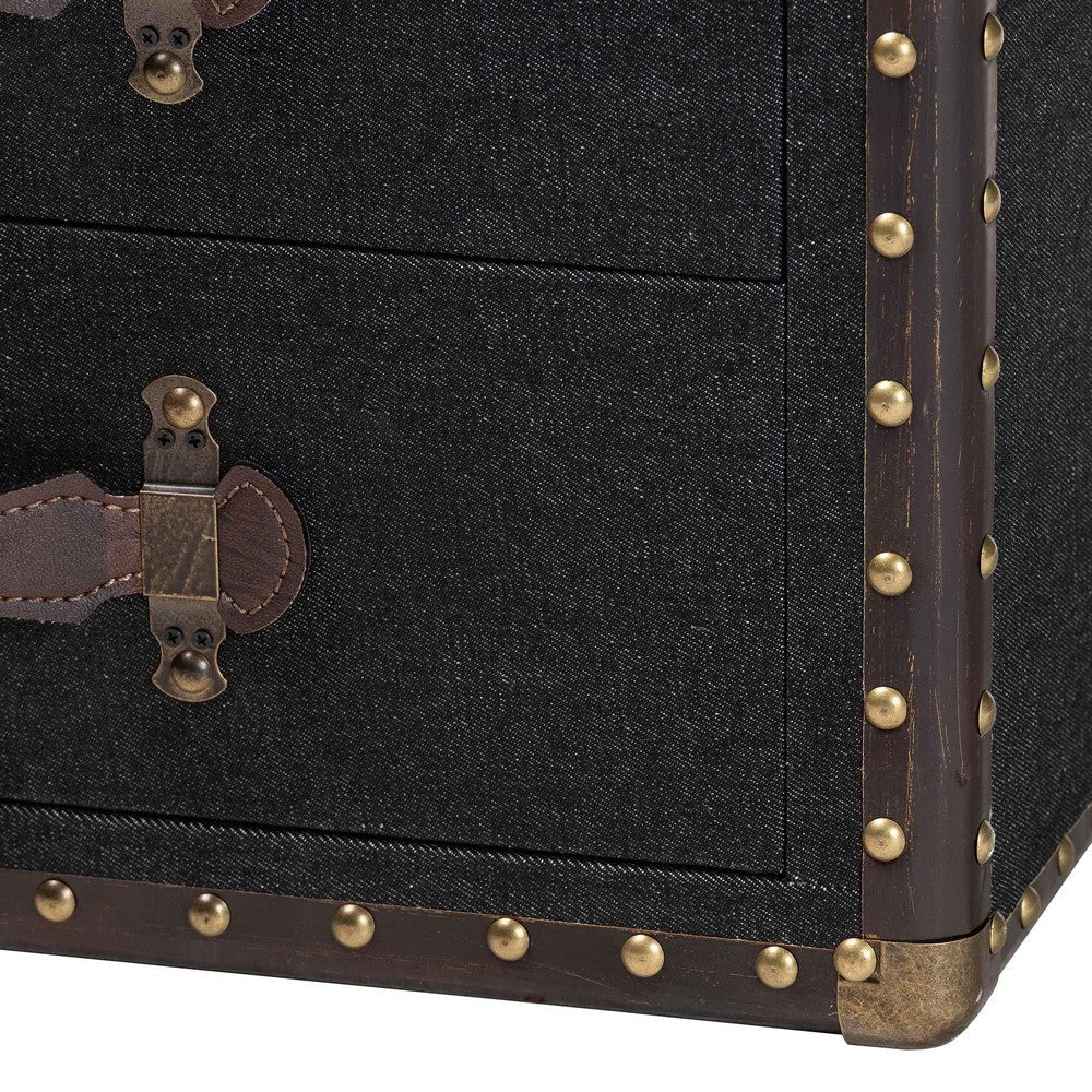 Baxton Studio Jaelyn Vintage Black Canvas 4-Drawer End Table WHI-JY24A037-Black-Wooden-ET