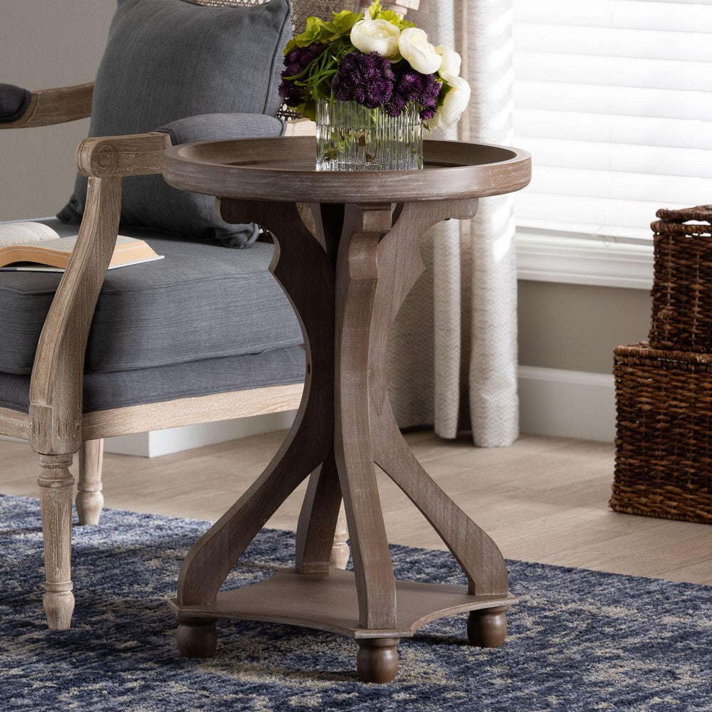 Baxton Studio Westlyn French Country Antique Brown Wood End Table WHI-JY24A183-Brown-ET