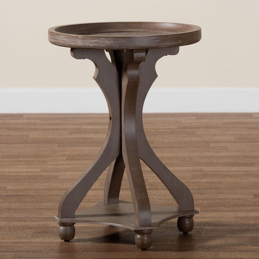 Baxton Studio Westlyn French Country Antique Brown Wood End Table