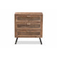 Baxton Studio Calida Mid-Century Modern Whitewashed Natural Brown Finished Wood and Rattan 3-Drawer Storage Cabinet