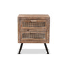 Baxton Studio Calida Mid-Century Modern Whitewashed Natural Brown Finished Wood and Rattan 2-Drawer End Table WHI-JYCR19B-007-Rattan-ET