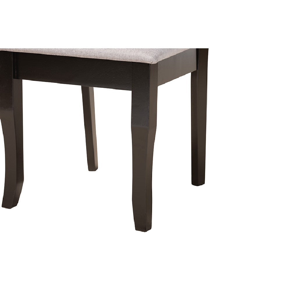 Baxton Studio Jana Modern Grey Fabric and Espresso Brown Finished Wood 7-Piece Dining Set WHI-Jana-Grey-Dark-Brown-7PC-Dining-Set