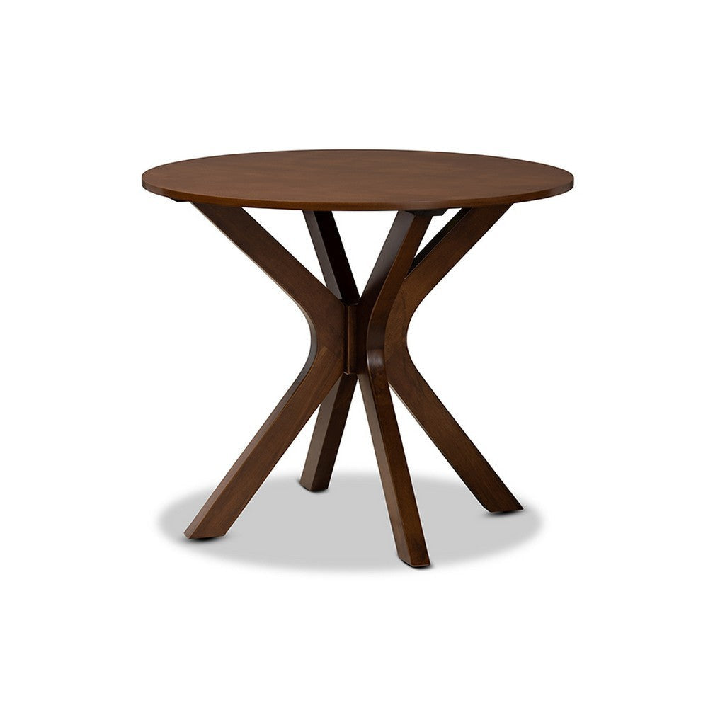 Baxton Studio Jana Modern and Contemporary Grey Fabric Upholstered and Walnut Brown Finished Wood 5-Piece Dining Set