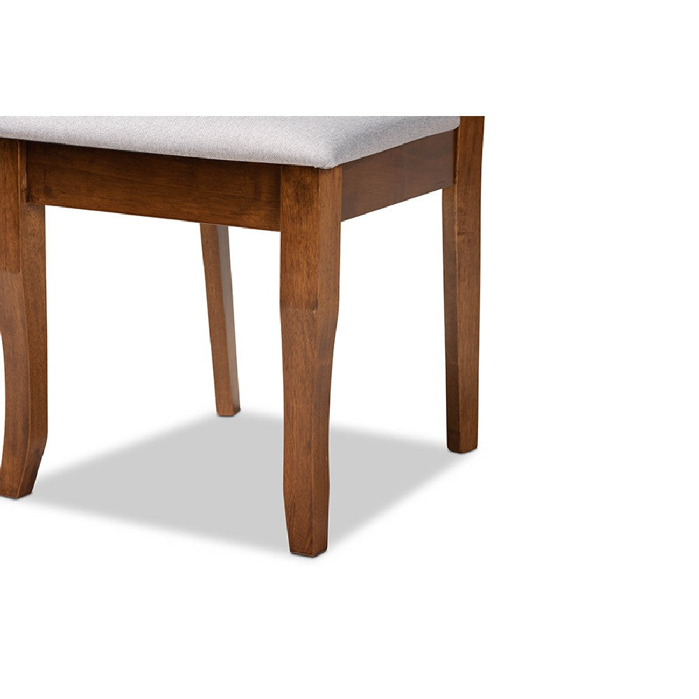 Baxton Studio Jana Modern and Contemporary Grey Fabric Upholstered and Walnut Brown Finished Wood 7-Piece Dining Set