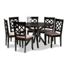 Baxton Studio Jana Modern and Contemporary Sand Fabric Upholstered and Dark Brown Finished Wood 7-Piece Dining Set