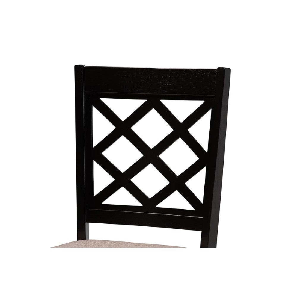 Baxton Studio Jana Modern and Contemporary Sand Fabric Upholstered and Dark Brown Finished Wood 7-Piece Dining Set