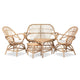 Baxton Studio Jayden Modern Bohemian White Fabric Upholstered and Natural Brown Finished Rattan 5-Piece Living Room Set