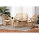 Baxton Studio Jayden Modern Bohemian White Fabric Upholstered and Natural Brown Finished Rattan 5-Piece Living Room Set