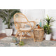 bali & pari Jayden Modern Bohemian White Fabric Upholstered and Natural Brown Finished Rattan Accent Chair WHI-Jayden-Rattan-CC