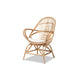 bali & pari Jayden Modern Bohemian White Fabric Upholstered and Natural Brown Finished Rattan Accent Chair WHI-Jayden-Rattan-CC
