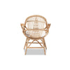 bali & pari Jayden Modern Bohemian White Fabric Upholstered and Natural Brown Finished Rattan Accent Chair WHI-Jayden-Rattan-CC