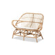 bali & pari Jayden Modern Bohemian White Fabric Upholstered and Natural Brown Finished Rattan Loveseat WHI-Jayden-Rattan-LS