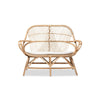 bali & pari Jayden Modern Bohemian White Fabric Upholstered and Natural Brown Finished Rattan Loveseat