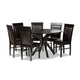 Baxton Studio Jeane Modern and Contemporary Dark Brown Faux Leather Upholstered and Dark Brown Finished Wood 7-Piece Dining Set